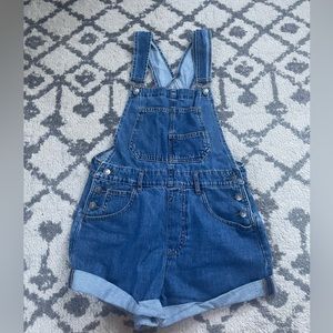 Free People Demin Overall Shorts